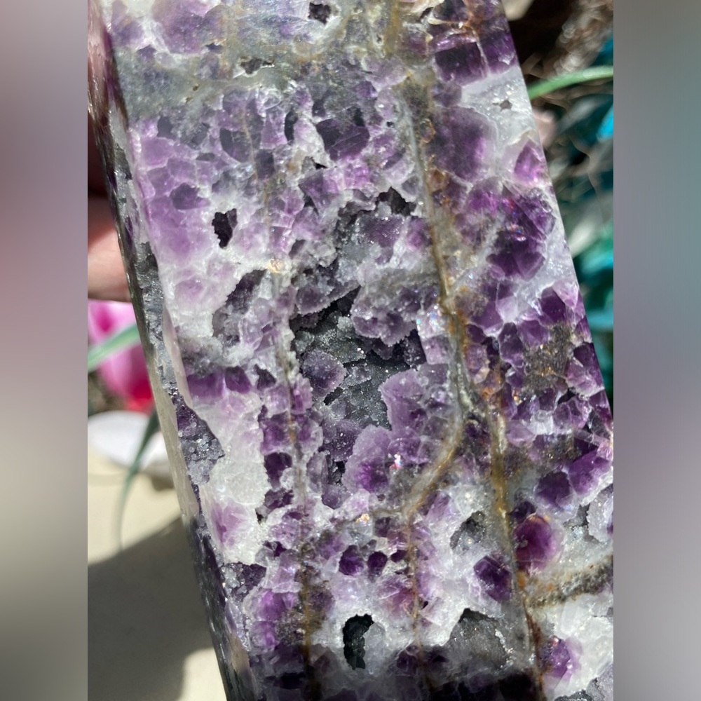 12” Sugar Druzy Sphalerite & Purple Fluorite Tower - Picture 6 of 14